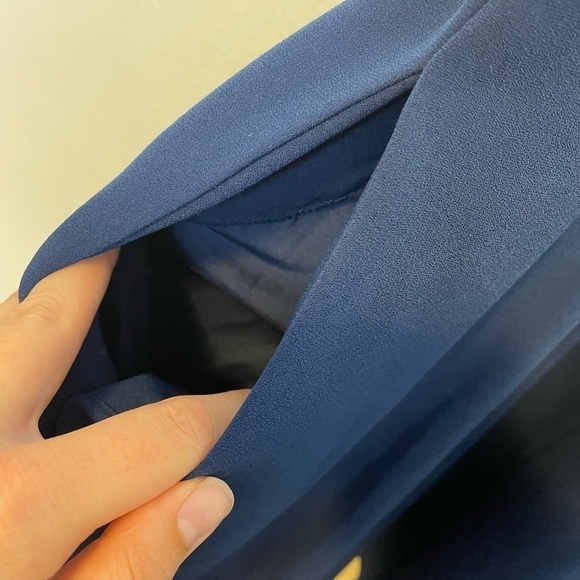 Aidan by Aidan Mattox Navy Blue Lined Lace Back Mini Dress w/Pockets - Picture 8 of 9